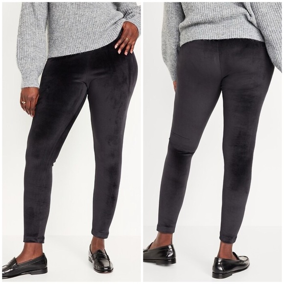 Old Navy Women's Black High Waisted Velvet Leggings Plus Size 2X EUC Sleek Comfy - Picture 1 of 4
